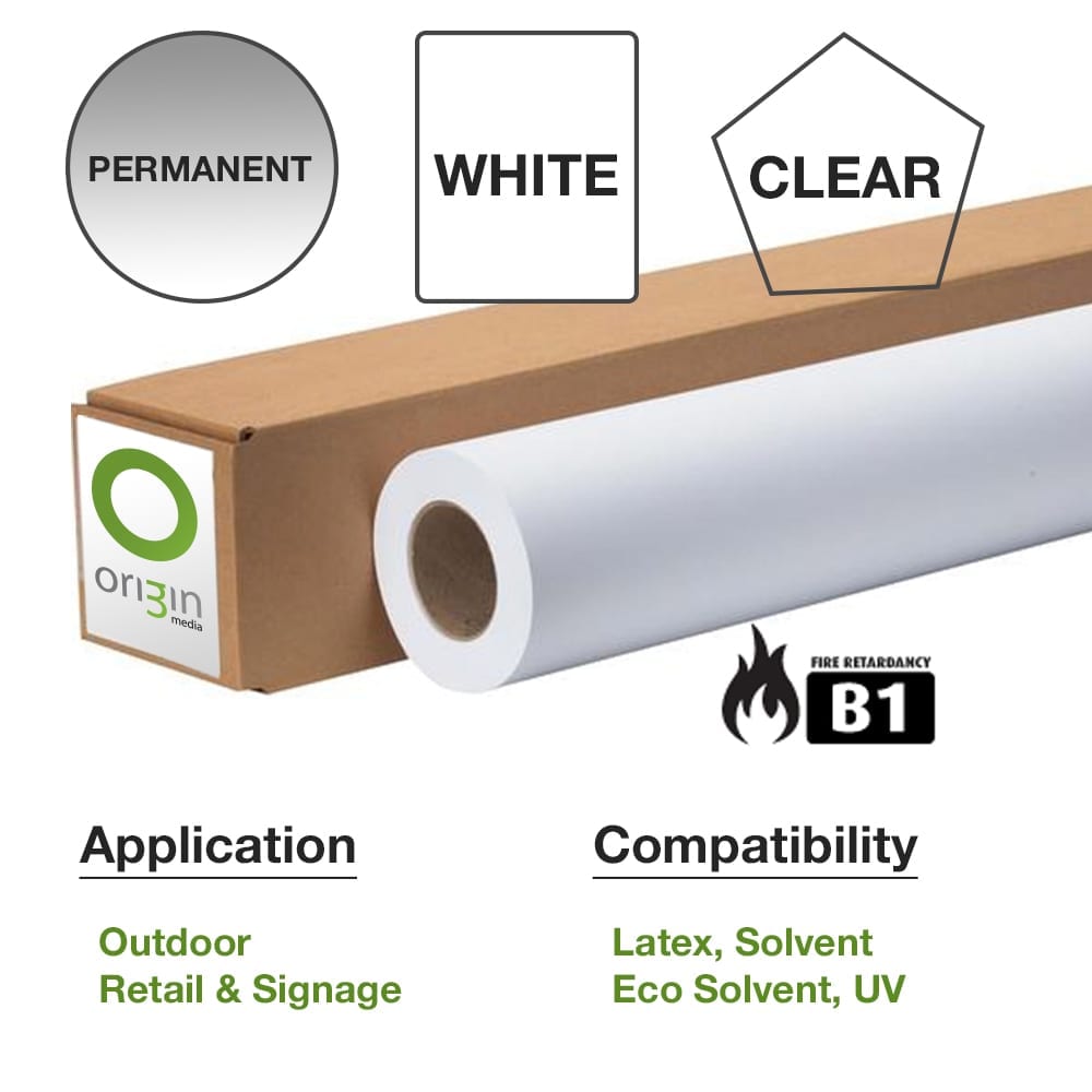 Origin 54 Permanent Self Adhesive Clear Vinyl 1372mm X 50m Rgbuk