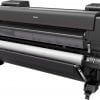 Canon imagePROGRAF 6100 MKII with the dual roll holder loaded with paper in. Nothing printing but the printer angled