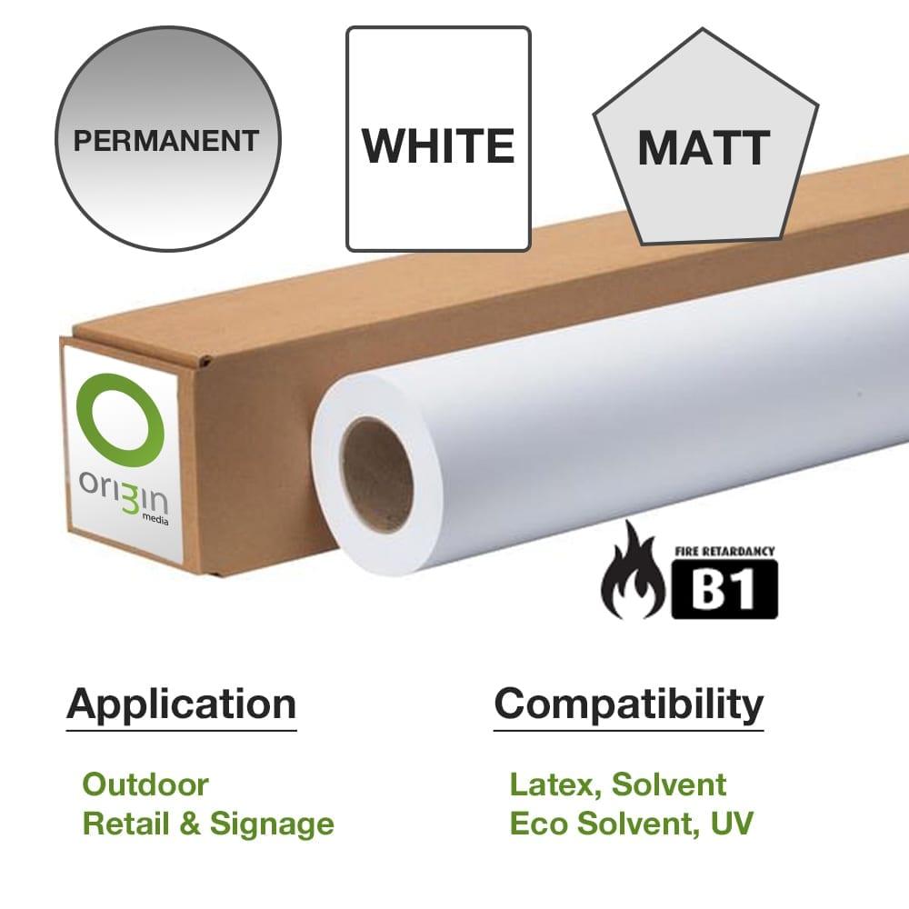 Origin 54 Permanent Self Adhesive White Matt Vinyl 1372mm X 50m RGBuk