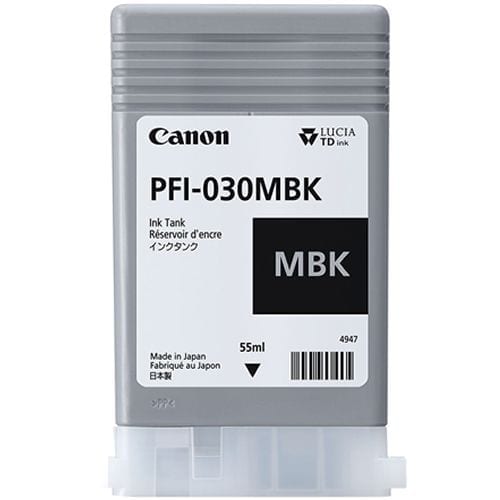 Canon PFI-030 Matte Black ink cartridge viewed from the front