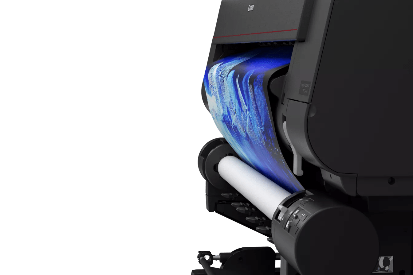 Close-up of Canon imagePROGRAF PRO-2600 print head and media feed
