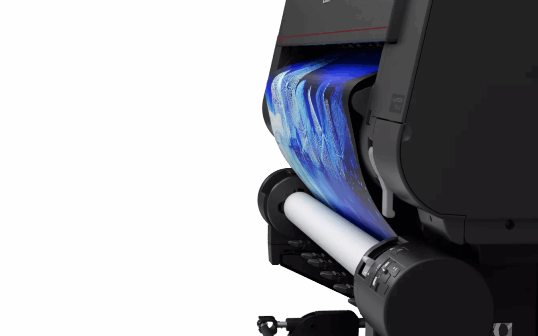 Close-up of Canon imagePROGRAF PRO-2600 print head and media feed