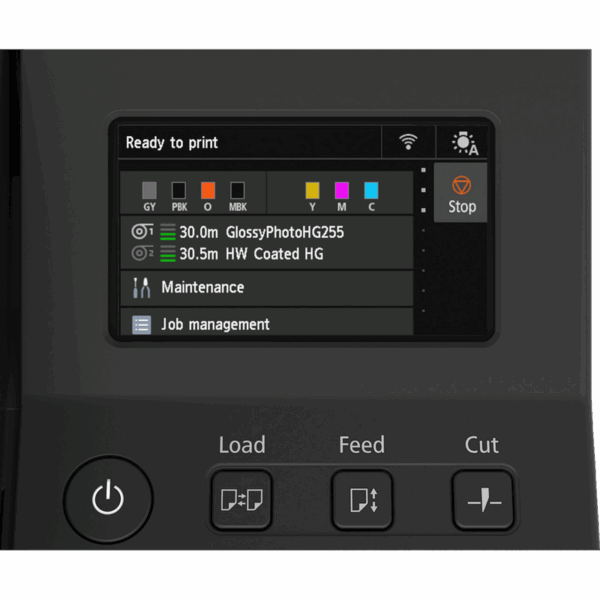 Canon imagePROGRAF GP-2600S control panel close-up