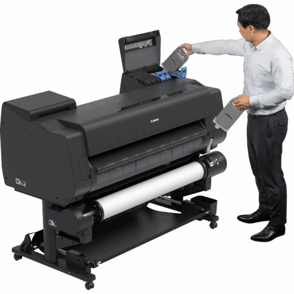 Operator replacing ink on the GP-4600S