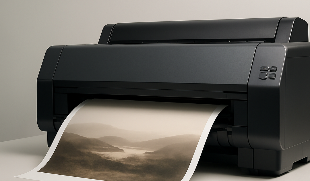 Canon imagePROGRAF PRO-2600 24-inch professional printer producing a gallery-quality fine art print