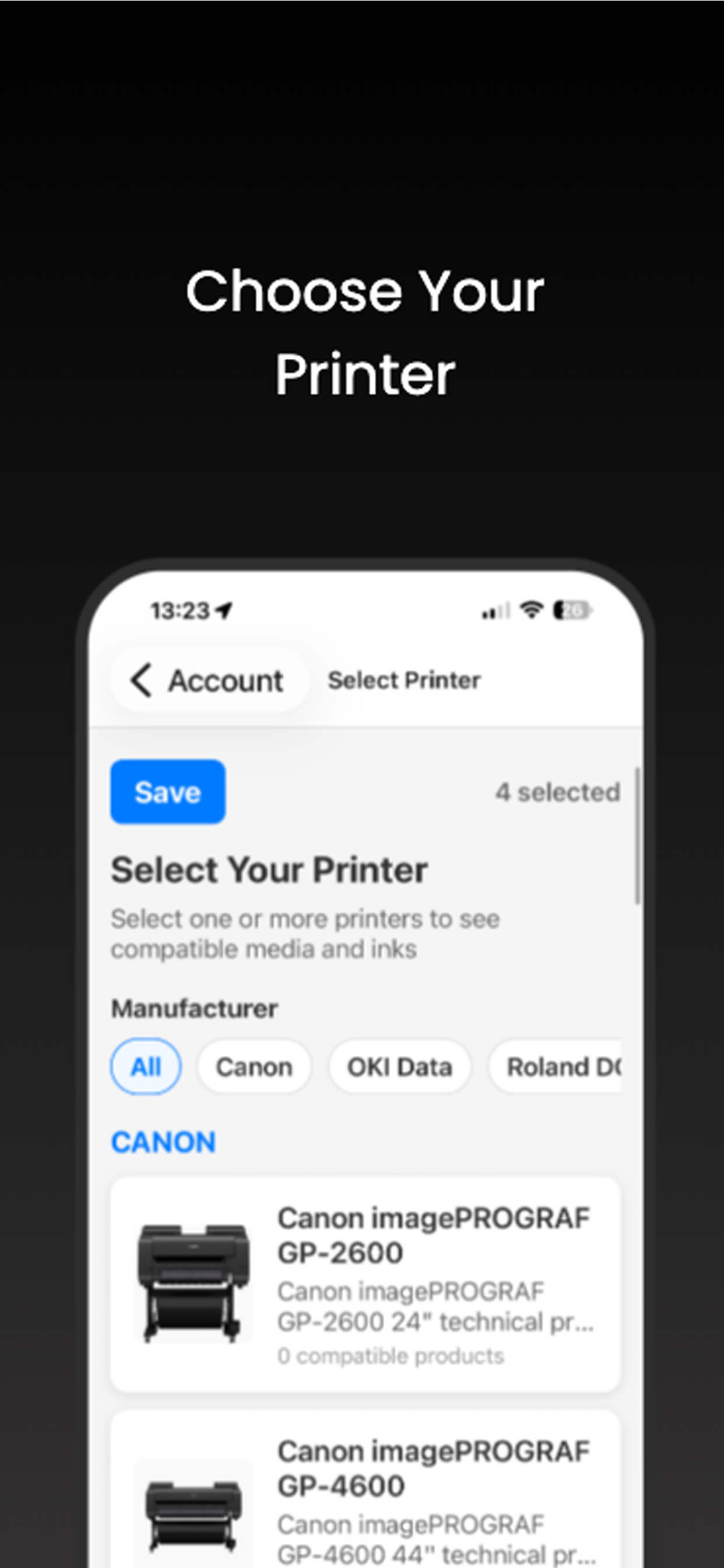 App screenshot – Basket
