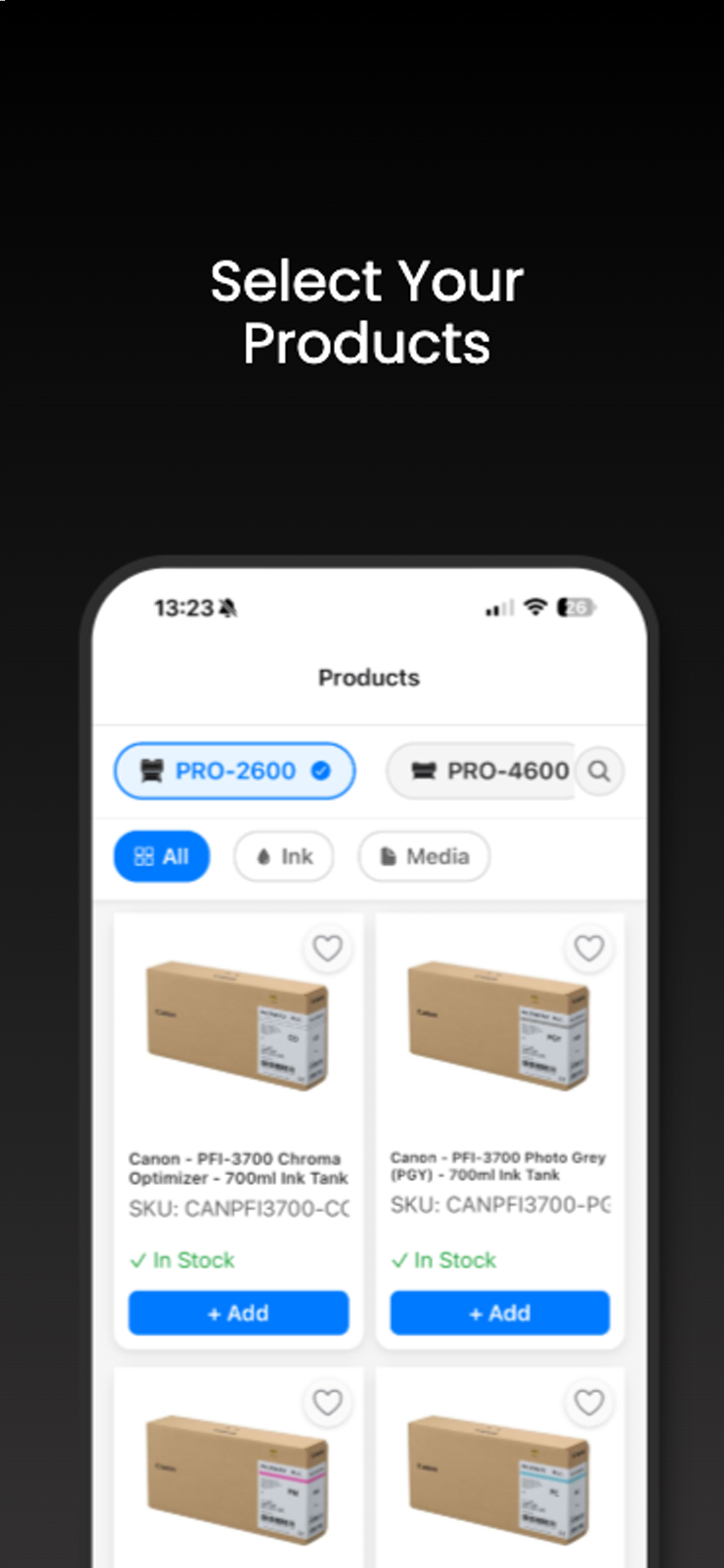App screenshot – Account